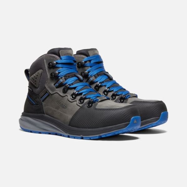 Keen | Men's Red Hook Waterproof Boot (Carbon-Fiber Toe)-Steel Grey/Bright Cobalt