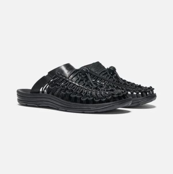 Keen | Men's UNEEK Premium Leather Slide-Triple Black/Black