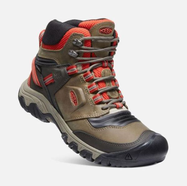Keen | Men's Ridge Flex Waterproof Boot-Dark Olive/Ketchup