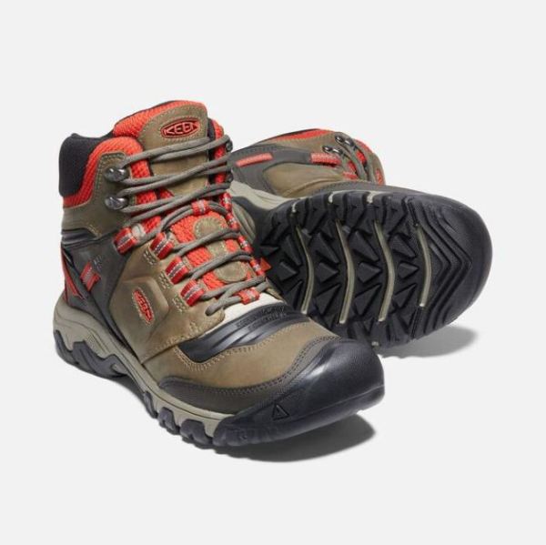 Keen | Men's Ridge Flex Waterproof Boot-Dark Olive/Ketchup
