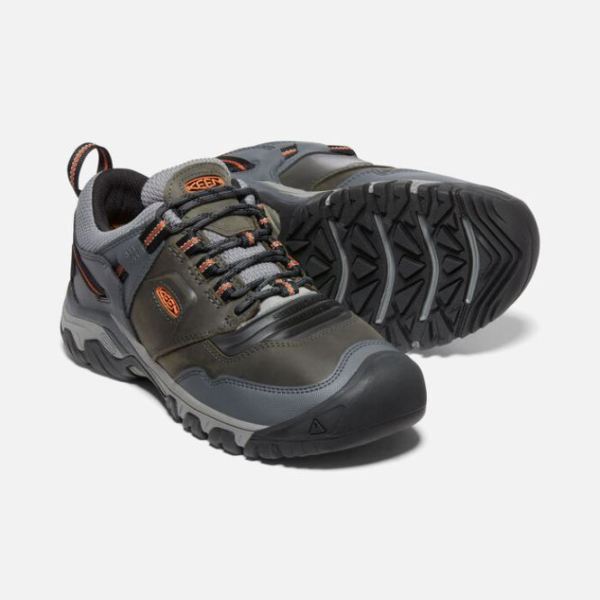 Keen | Men's Ridge Flex Waterproof-Steel Grey/Fossil Orange