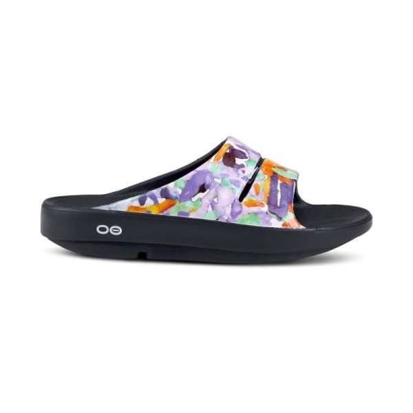 OOFOS WOMEN'S OOAHH LUXE SLIDE SANDAL - PURPLE WATERCOLOR