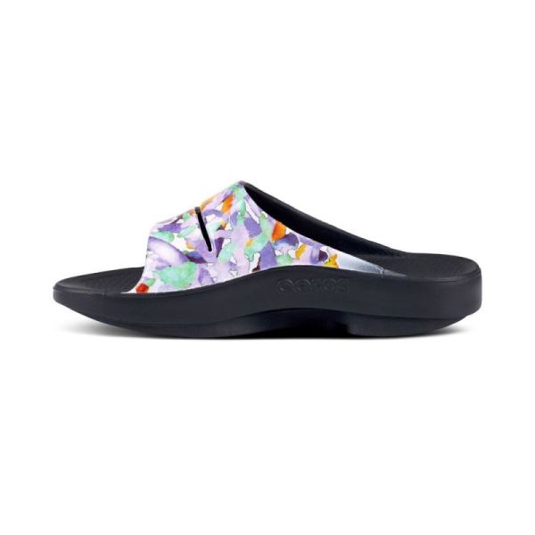 OOFOS WOMEN'S OOAHH LUXE SLIDE SANDAL - PURPLE WATERCOLOR