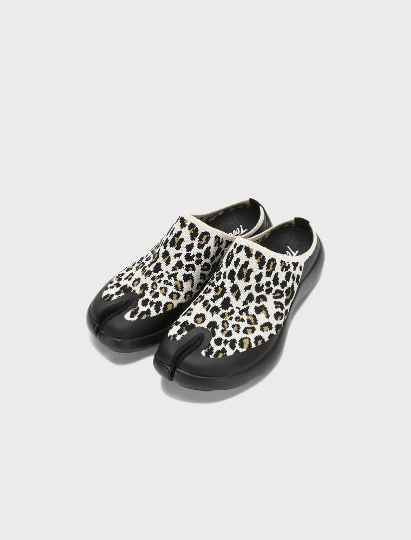 Free Shipping | Tabi Mules Men - White Leopard